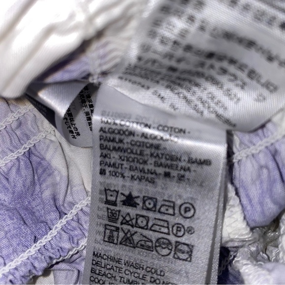 Levi's Large Tilly Printed Smocked Puff Sleeve Ruffle Trim Peasant Top - Picture 7 of 9